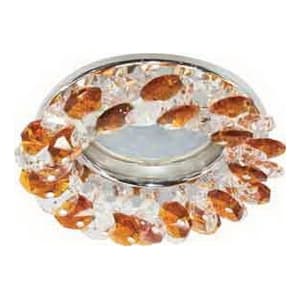 Ecola Light MR16 CD4141 GU5.3 Светильник встр. круглый с хрусталиками Прозрачный и Янтарь/Хром 50x90