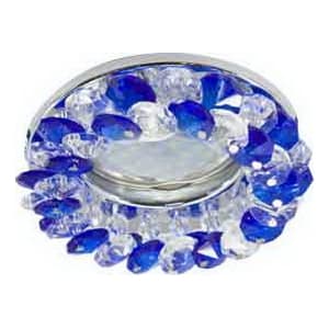Ecola Light MR16 CD4141 GU5.3 Светильник встр. круглый с хрусталиками Прозрачный и Голубой/Хром 50x90