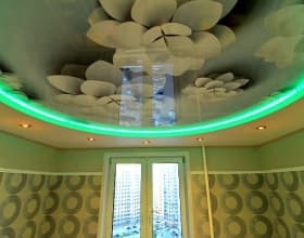 Натяжные потолки с рисунком, фото потолков